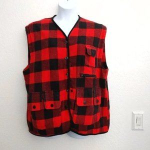 Mulberry Street Men's Buffalo Plaid Fleece Utility Cargo Vest(L) EUC